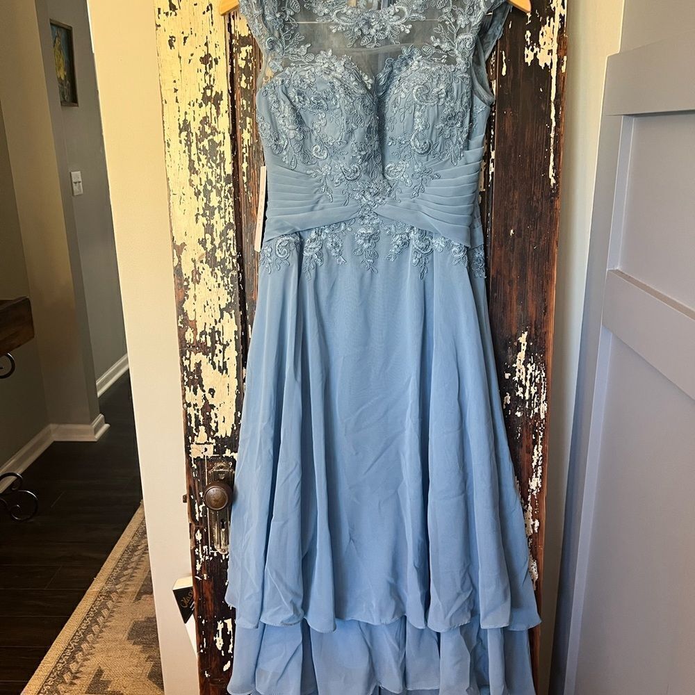 Azazie Shonda NWT Elegant Blue Lace Evening Gown. Mother of the Bride. Wedding 2